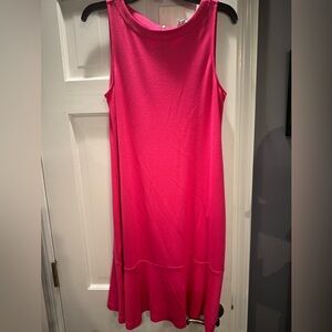 NWT Tommy Bahama Darcy Flounce Dress Glowy Azalea/Vibrant Pink Midi Summer beach